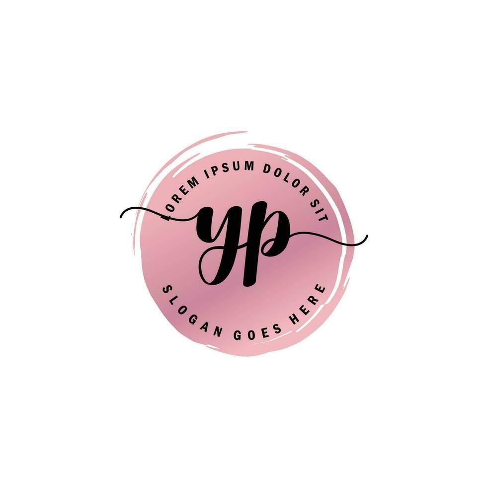 YP Initial Letter handwriting logo with circle brush template vector