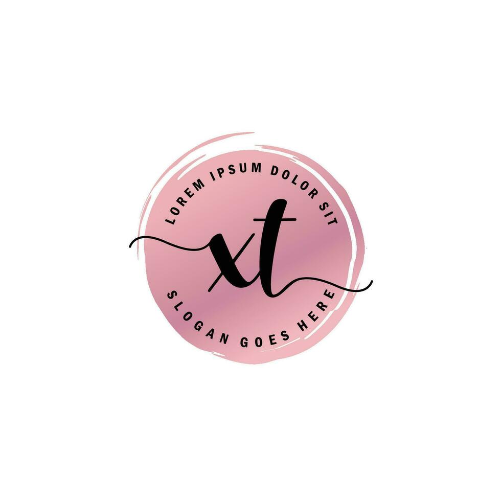 XT Initial Letter handwriting logo with circle brush template vector