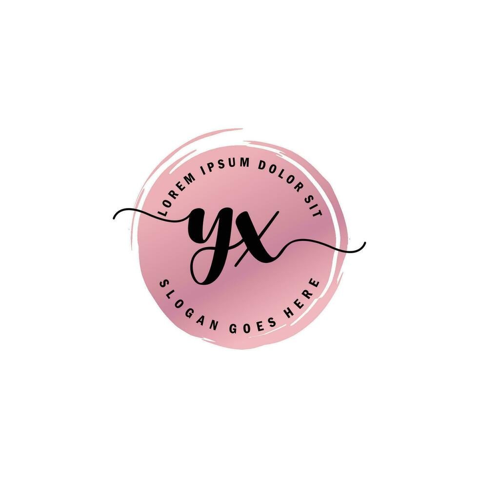 YX Initial Letter handwriting logo with circle brush template vector