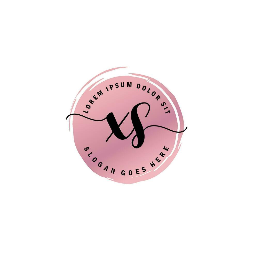 XS Initial Letter handwriting logo with circle brush template vector