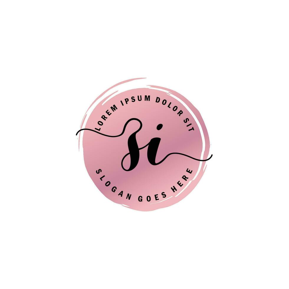 ZI Initial Letter handwriting logo with circle brush template vector