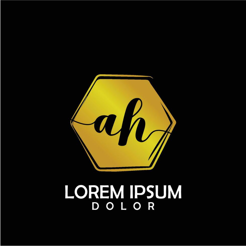 AH Initial Letter handwriting logo with circle brush template vector