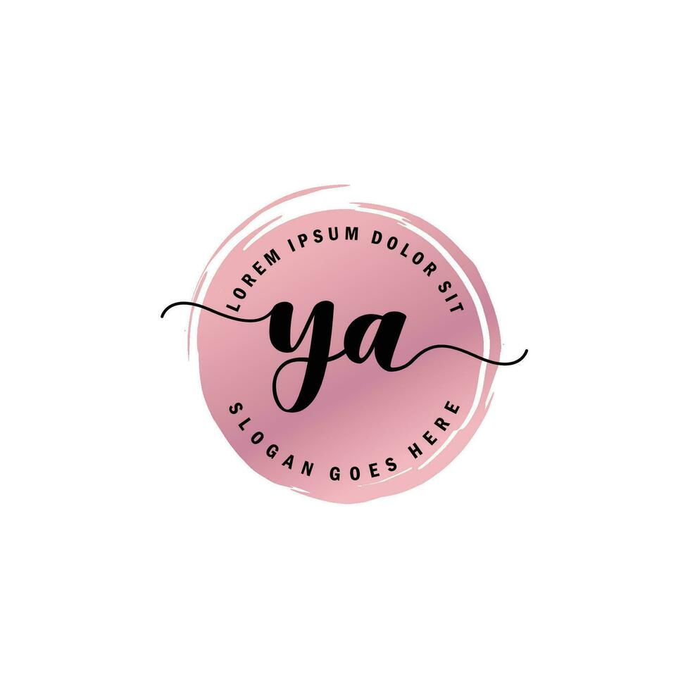 YA Initial Letter handwriting logo with circle brush template vector