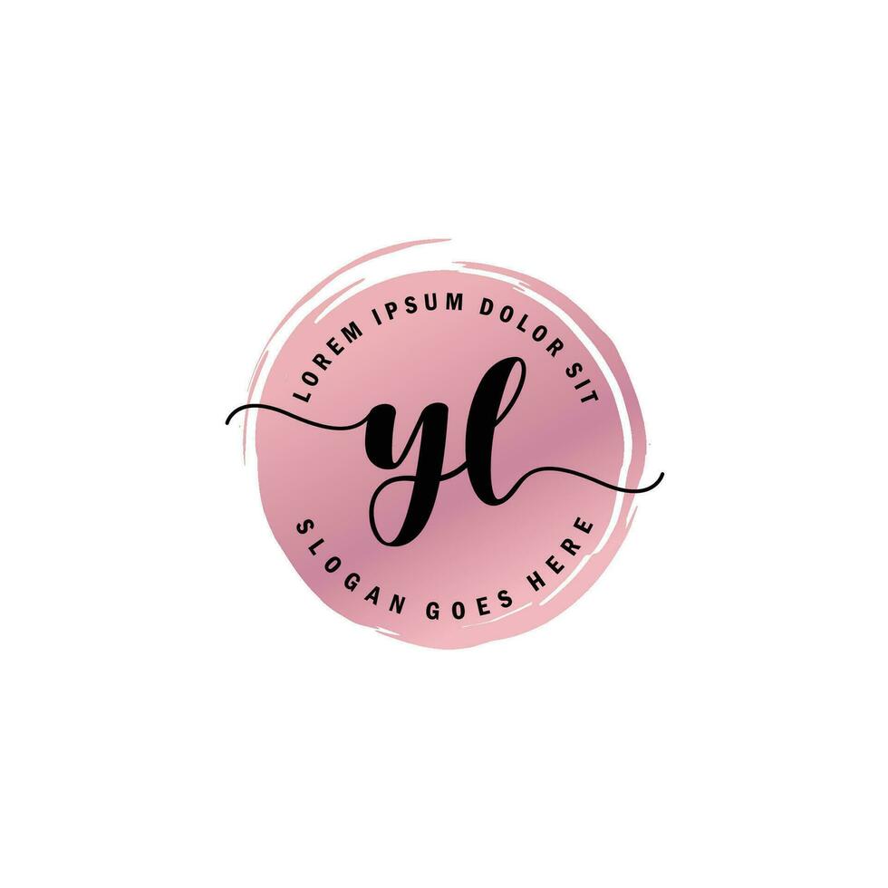 YL Initial Letter handwriting logo with circle brush template vector