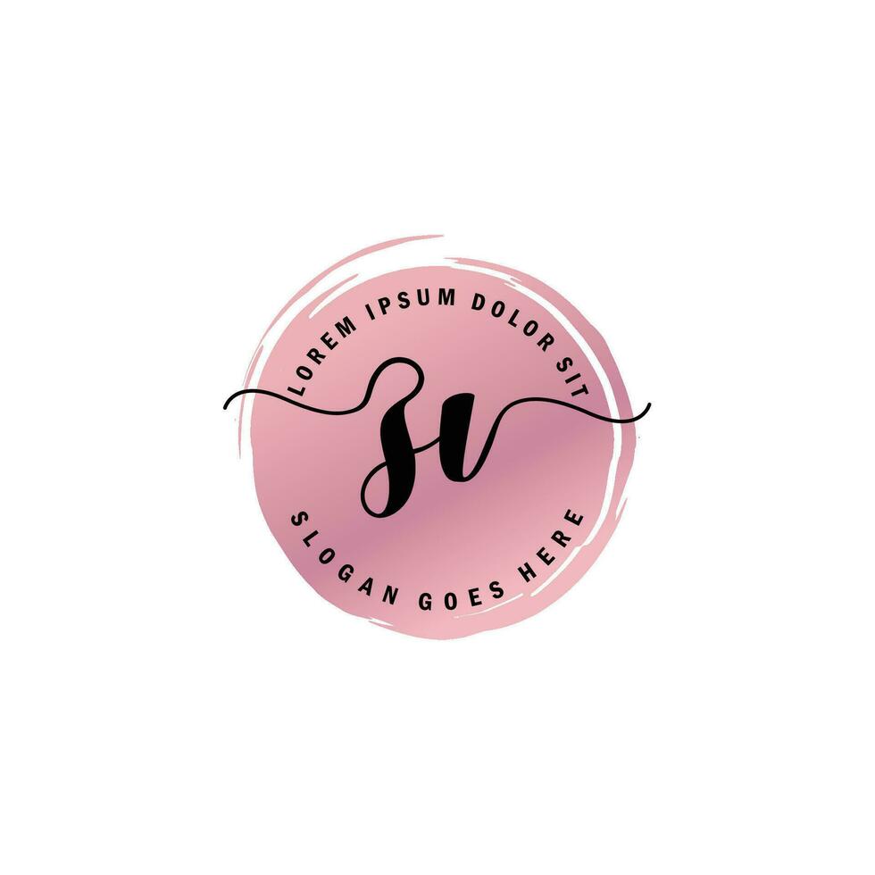 ZV Initial Letter handwriting logo with circle brush template vector