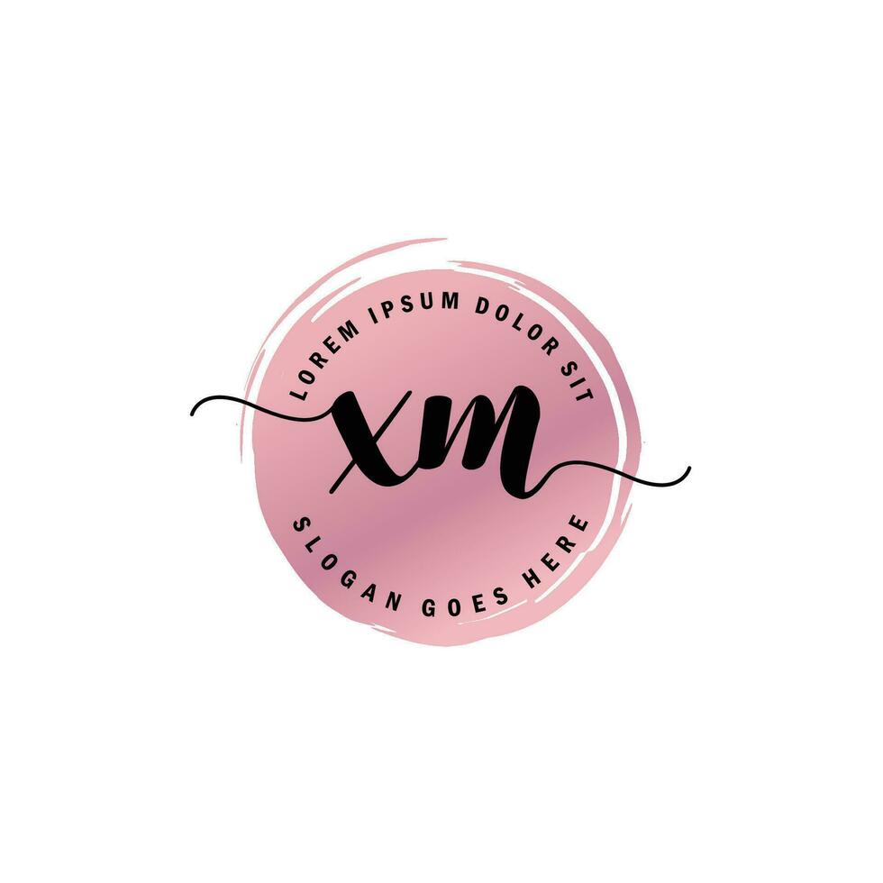 XM Initial Letter handwriting logo with circle brush template vector