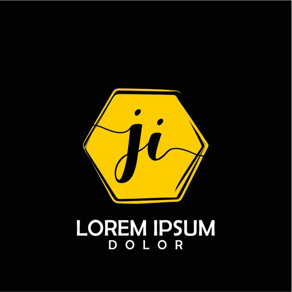JI Initial Letter handwriting logo with circle brush template vector