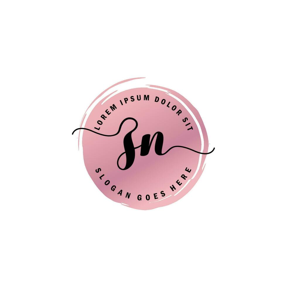ZN Initial Letter handwriting logo with circle brush template vector