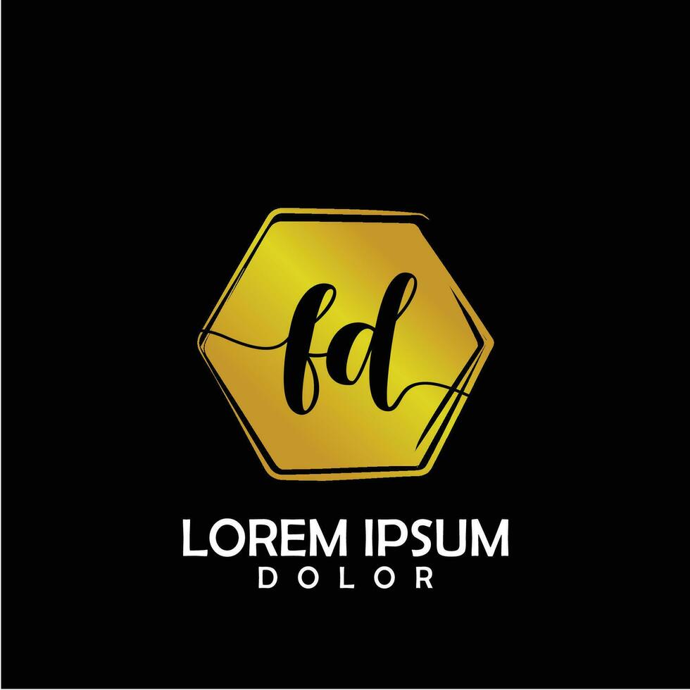 FD Initial Letter handwriting logo with circle brush template vector