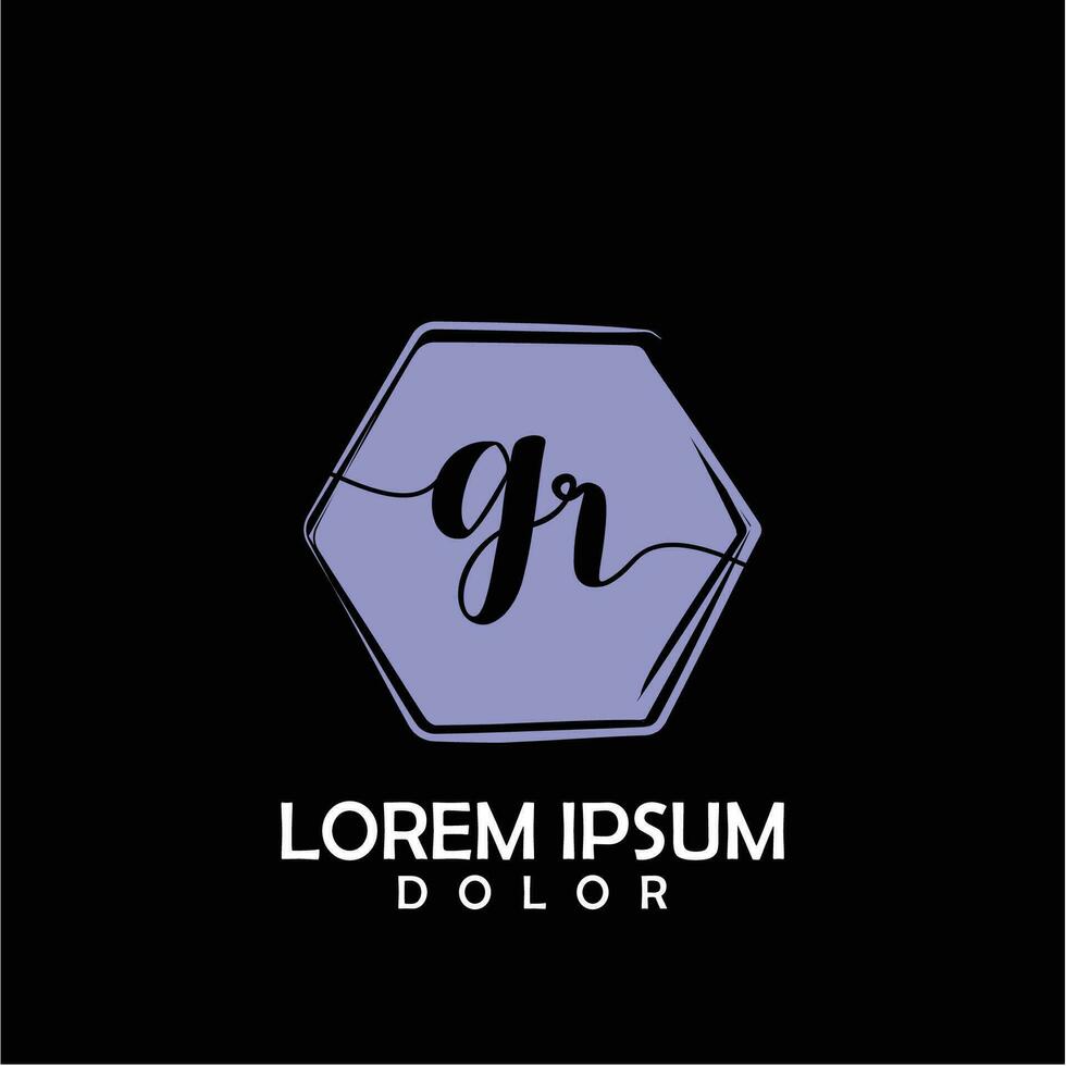GR Initial Letter handwriting logo with circle brush template vector