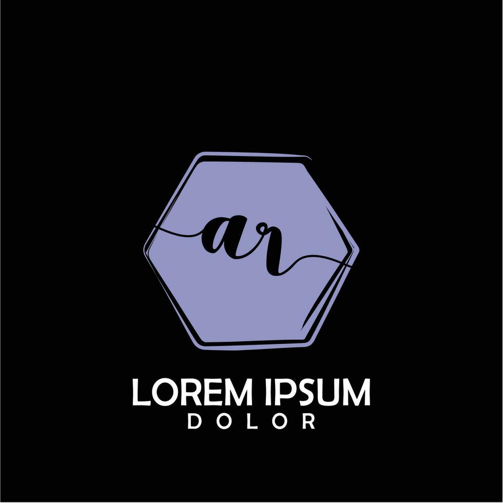 AR Initial Letter handwriting logo with circle brush template vector