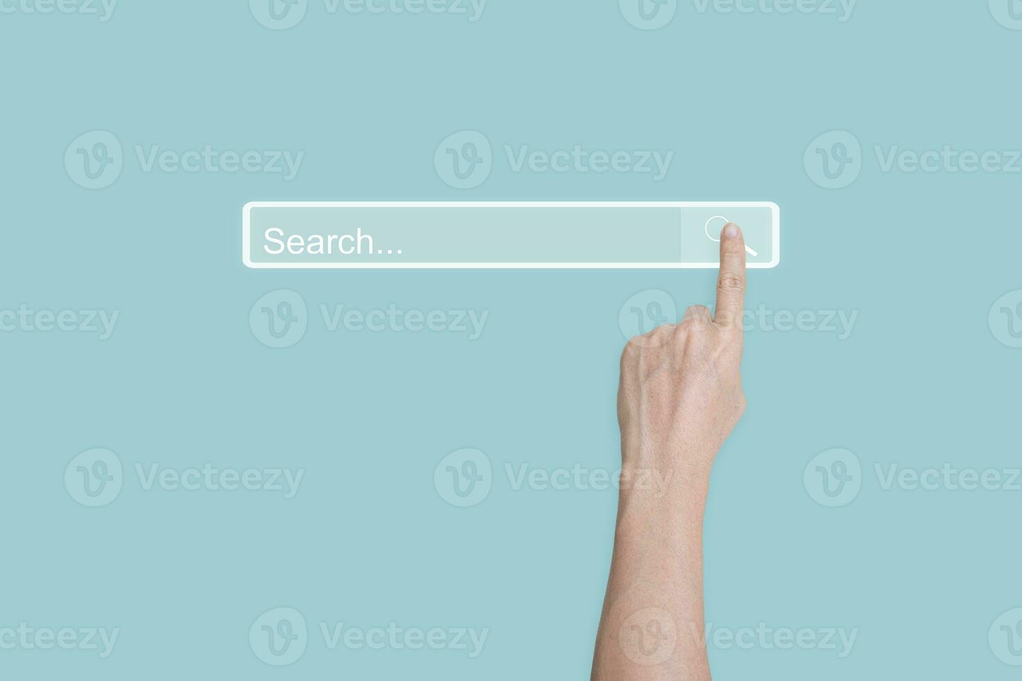 Searching Browsing concept. Hand click search page internet data information networking. copy space. photo