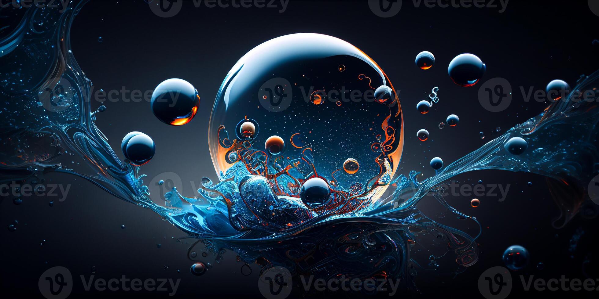 Ripple effect of a web on dark blue background. photo