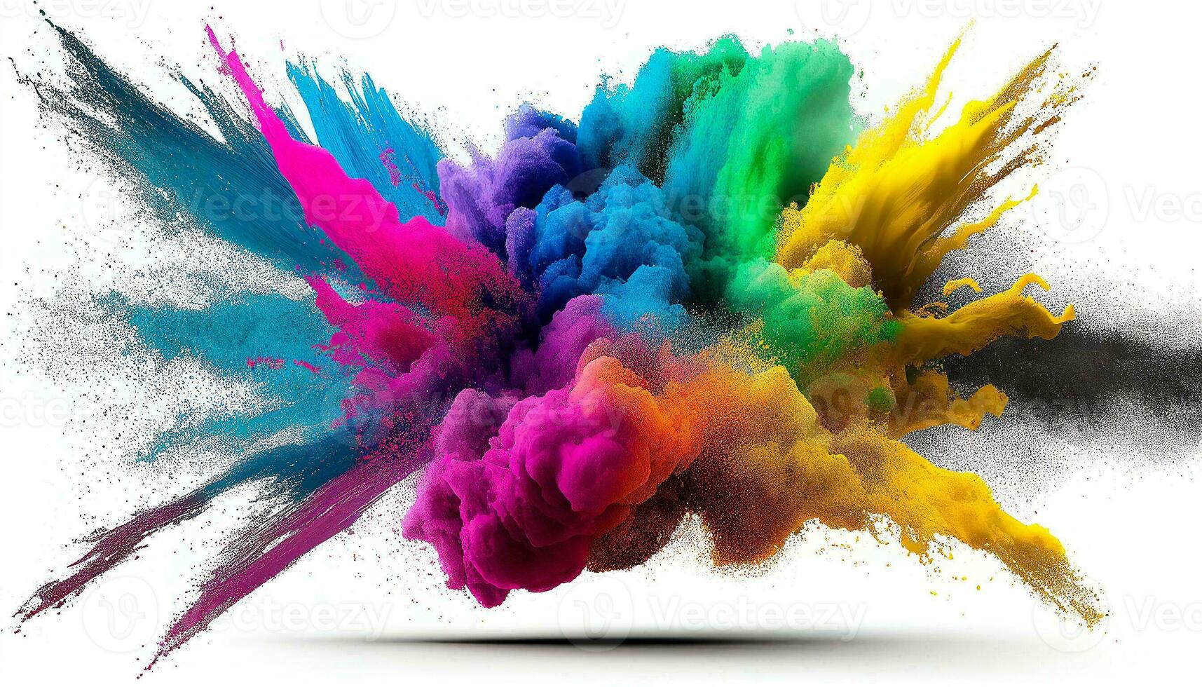 Colorful rainbow colored paint powder with dark background. AI generative colors photo