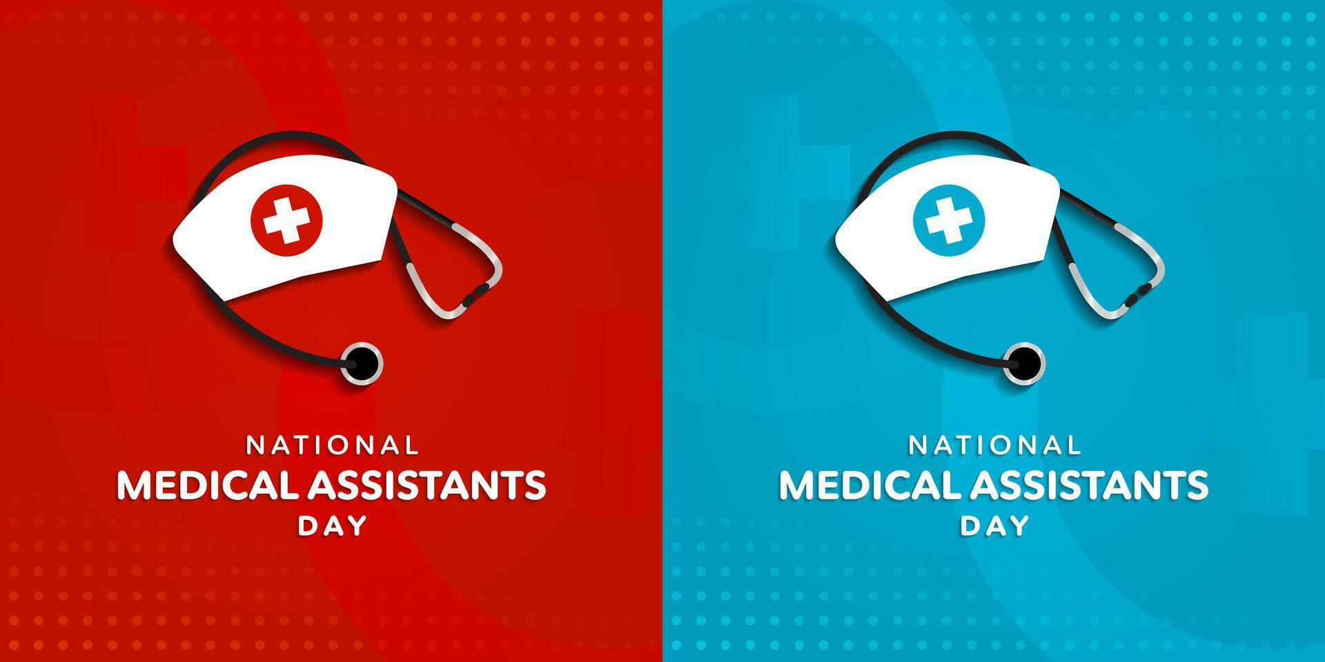 Set of National Medical Assistance Day Greeting Cards, celebrated on