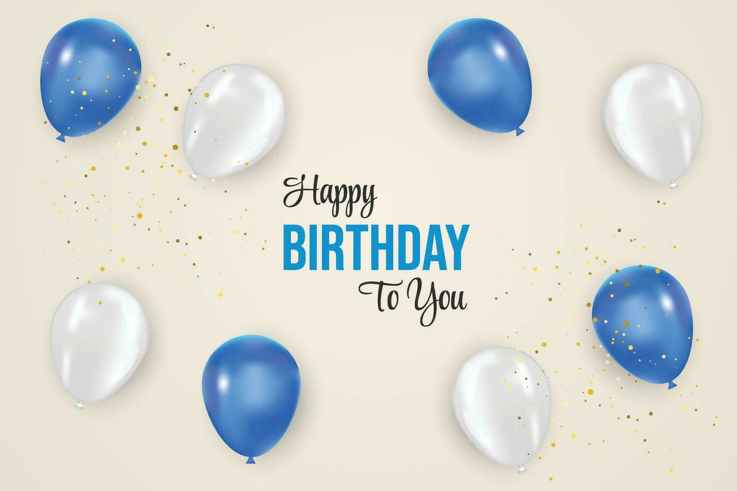 Birthday  banner design Happy birthday greeting text with elegant white and blue  balloon for birth day celebration messages card design vector