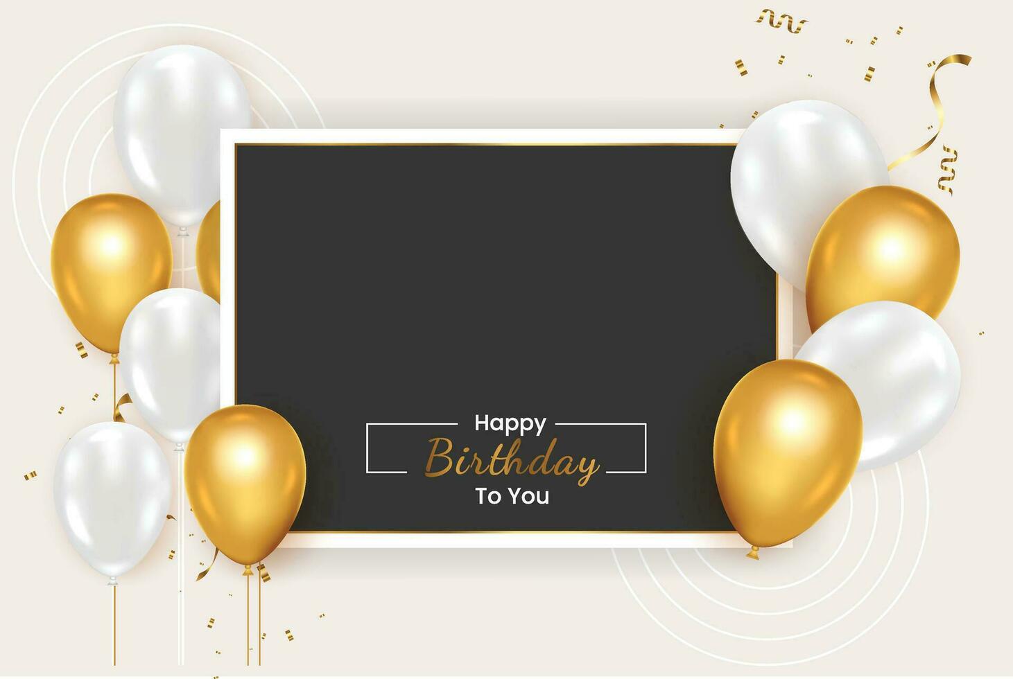 Birthday frame with Realistic  golden balloon set with golden confitty vector