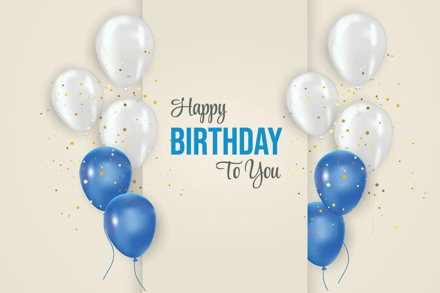 Birthday  banner design Happy birthday greeting text with elegant white and blue  balloon for birth day celebration messages card design vector