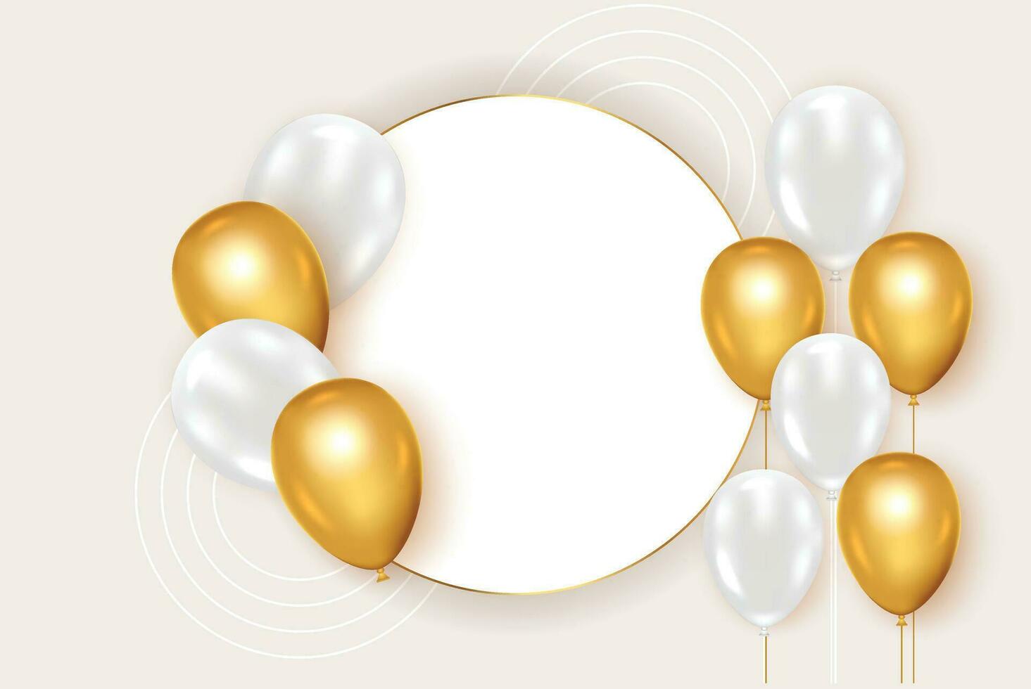 cumpleaños marco con realista dorado globo conjunto con dorado confitado vector