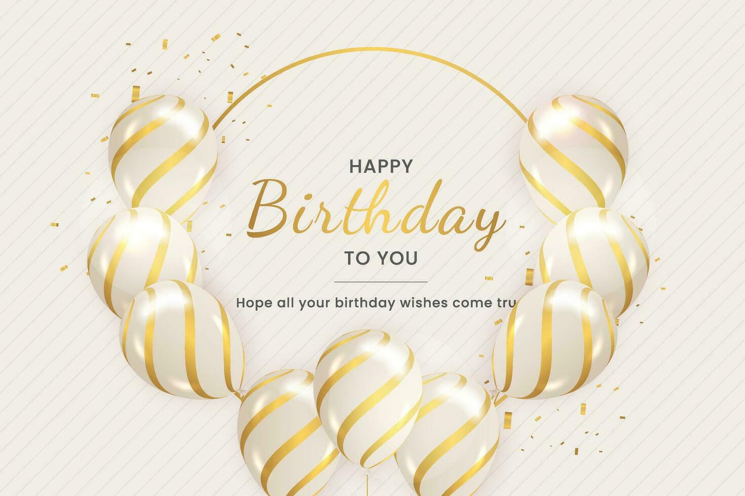 Happy birthday vector banner background. Happy birthday to you greeting text with surprise party elements like balloons and confetti for birth day celebration card design. Vector illustration