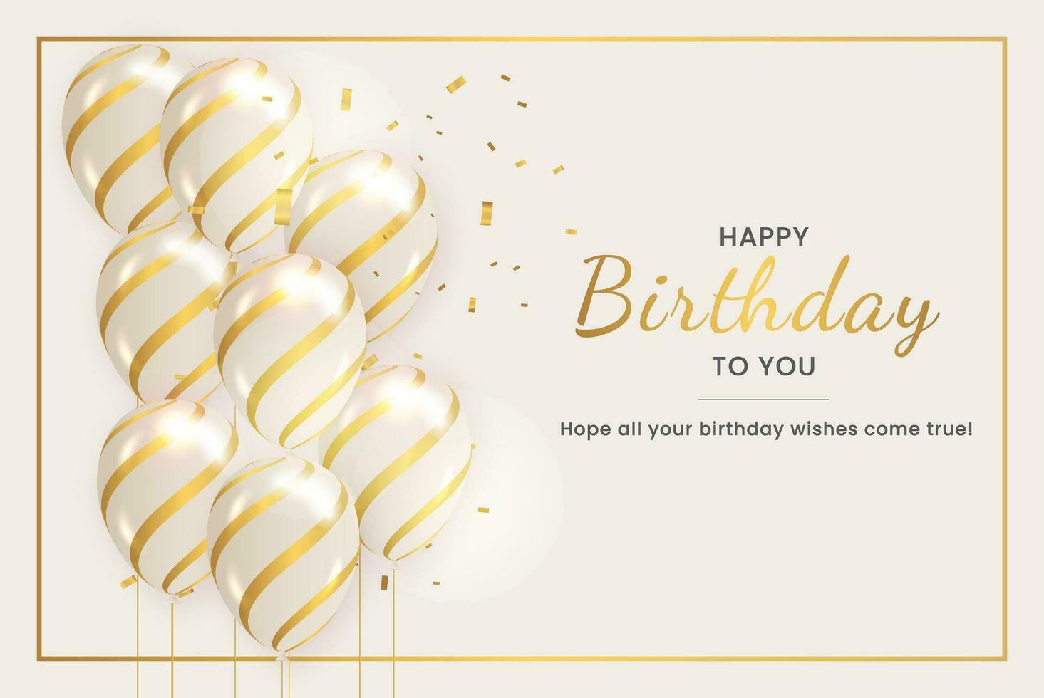 Happy birthday vector banner background. Happy birthday to you greeting text with surprise party elements like balloons and confetti for birth day celebration card design. Vector illustration