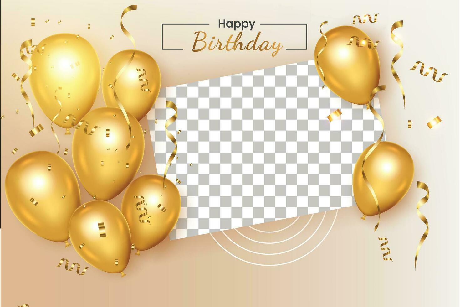 Birthday frame with Realistic  golden balloon set with golden confitty vector