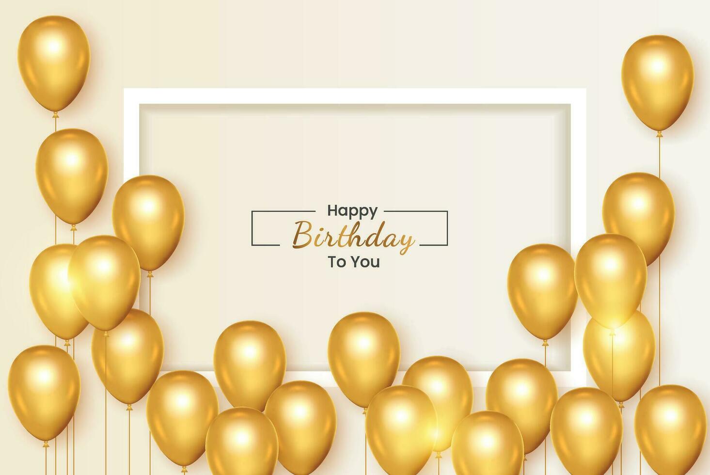 Birthday frame with Realistic  golden balloon set with golden confitty vector