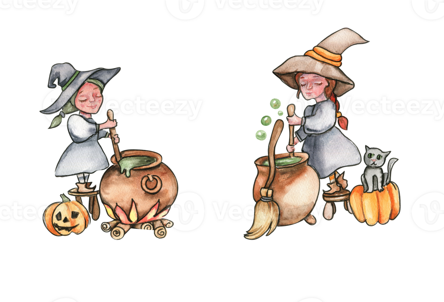 Little witch in hat. png