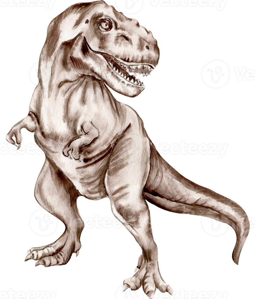 Watercolor hand drawn tropical dinosaur, png