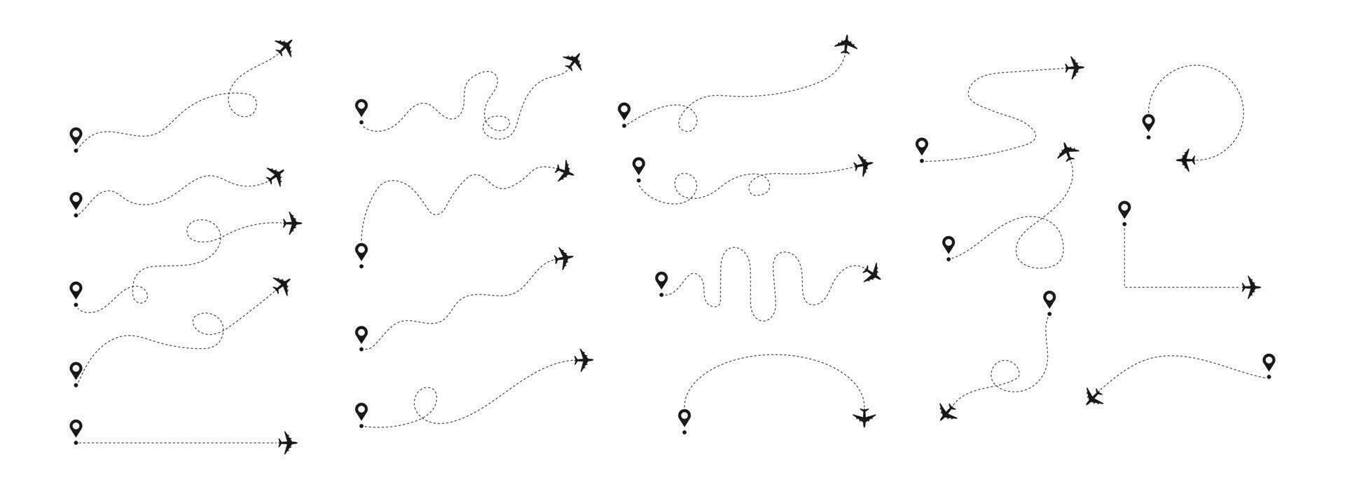 Airplane routes vector icon set. Plane paths symbol. rip, travel, holiday vector icon