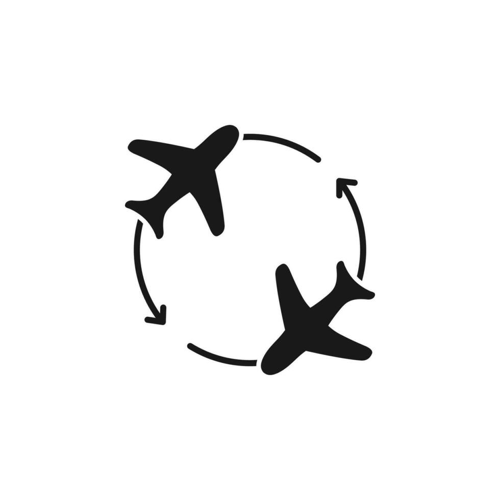 Round Trip Icon Symbol. Fly Around And Round Trip Icon Element In Trendy Style. vector