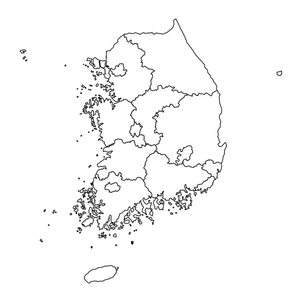 South Korea map with provinces. Vector illustration.