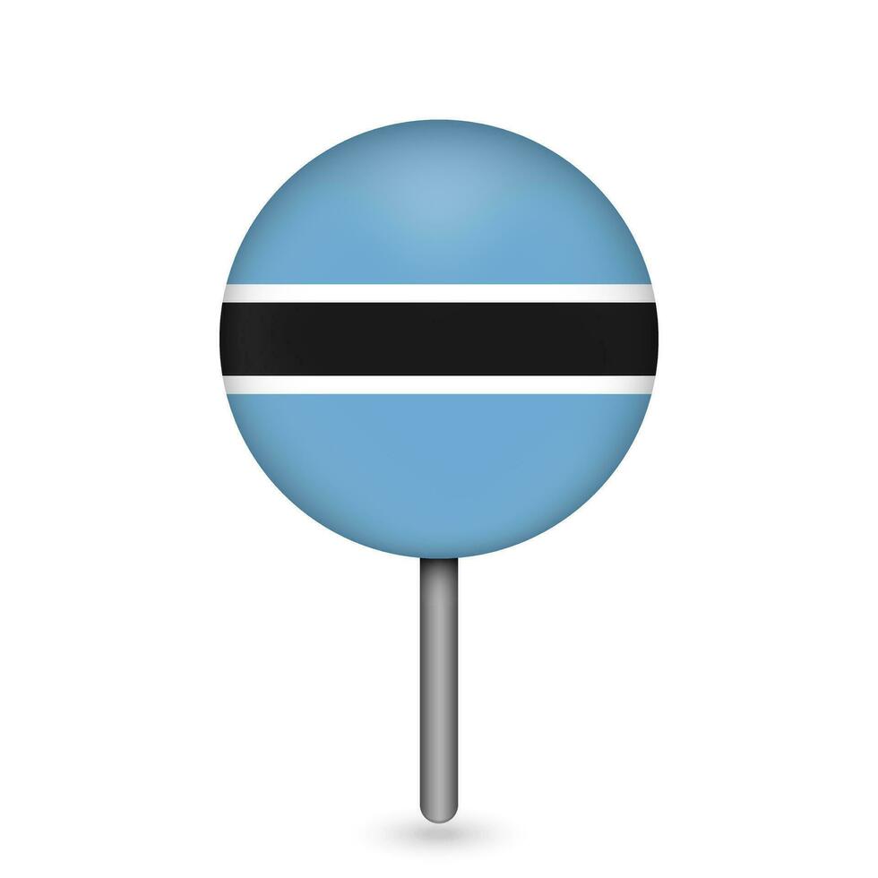 Map pointer with contry Botswana. Botswana  flag. Vector illustration.