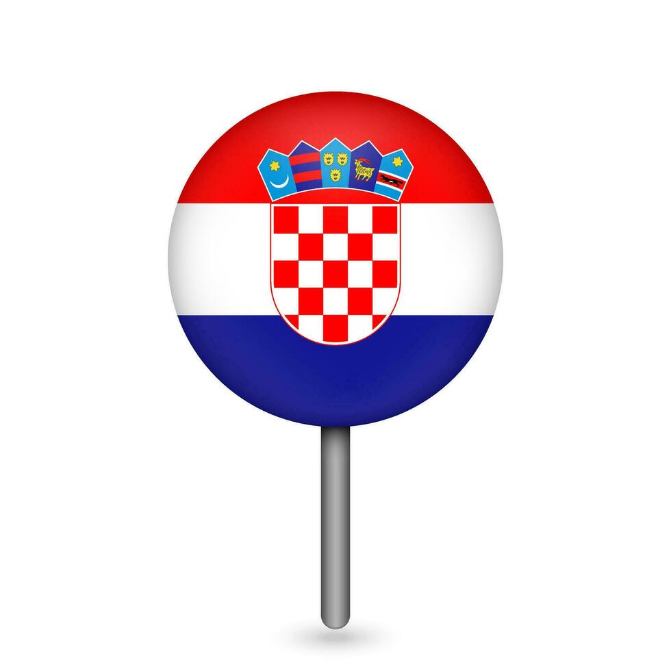 Map pointer with contry Croatia. Croatia flag. Vector illustration.