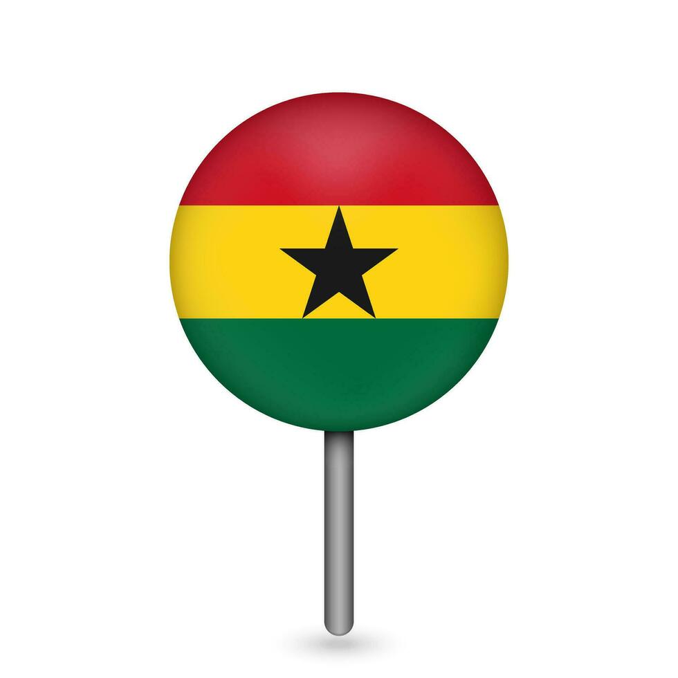 Map pointer with contry Ghana. Ghana flag. Vector illustration.