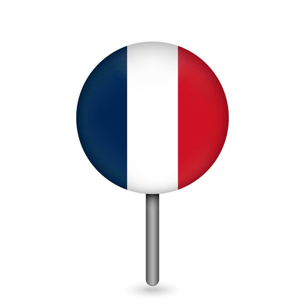 Map pointer with contry France. France flag. Vector illustration.