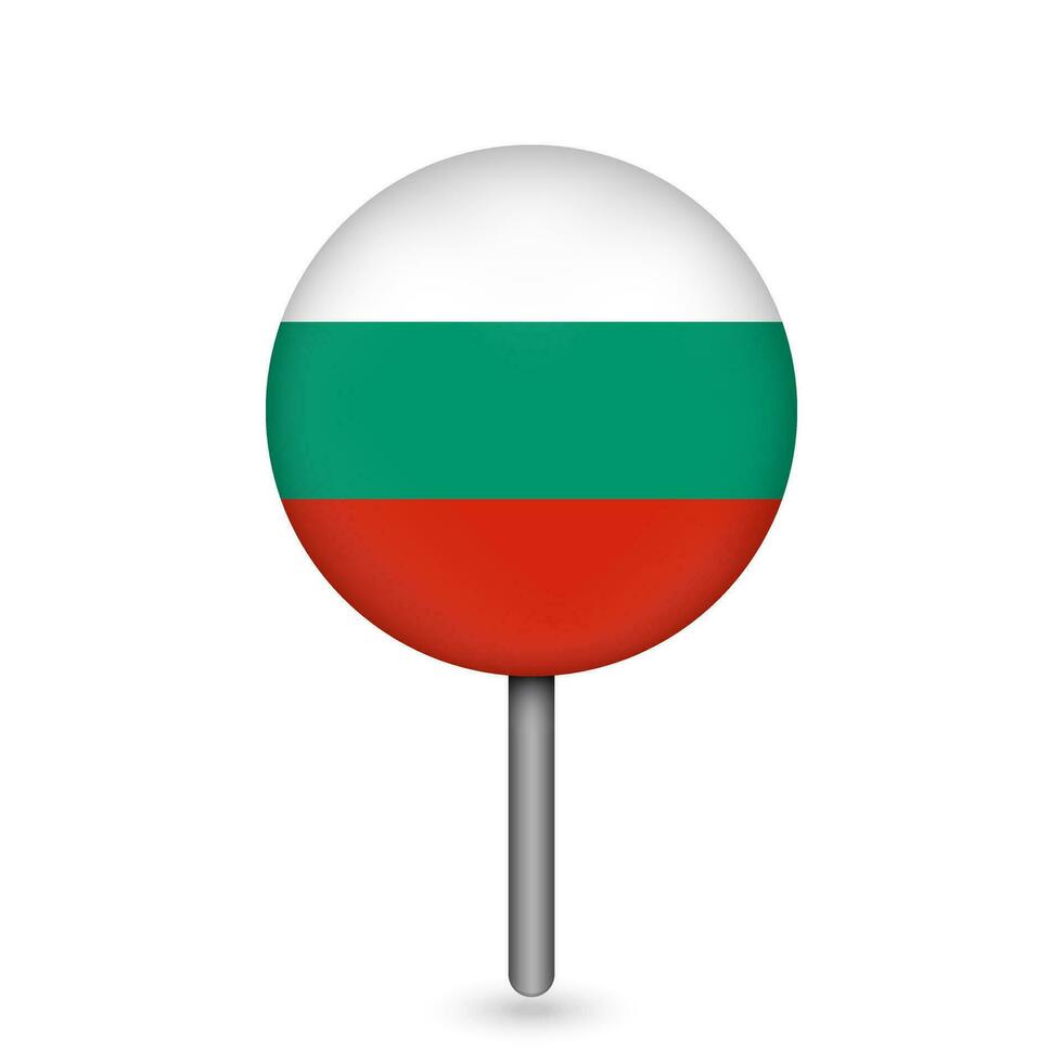 Map pointer with contry Bulgaria. Bulgaria flag. Vector illustration.