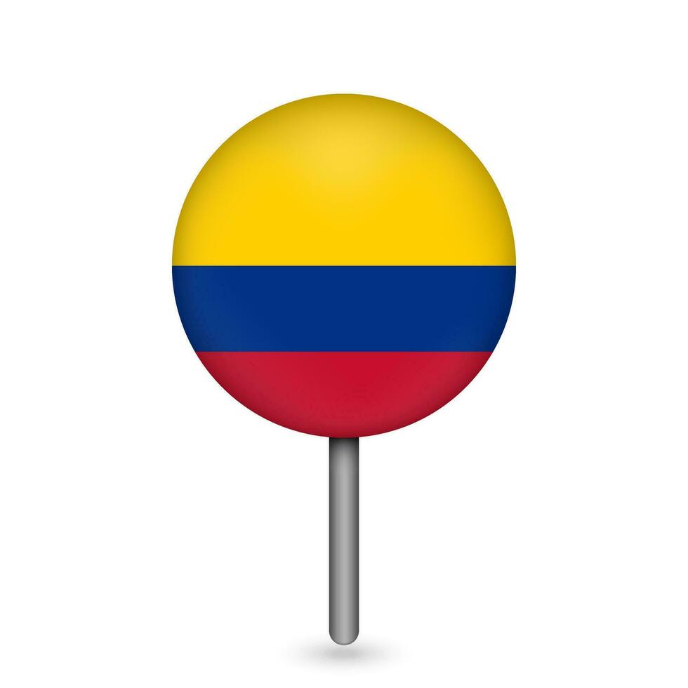 Map pointer with contry Colombia. Colombia flag. Vector illustration.