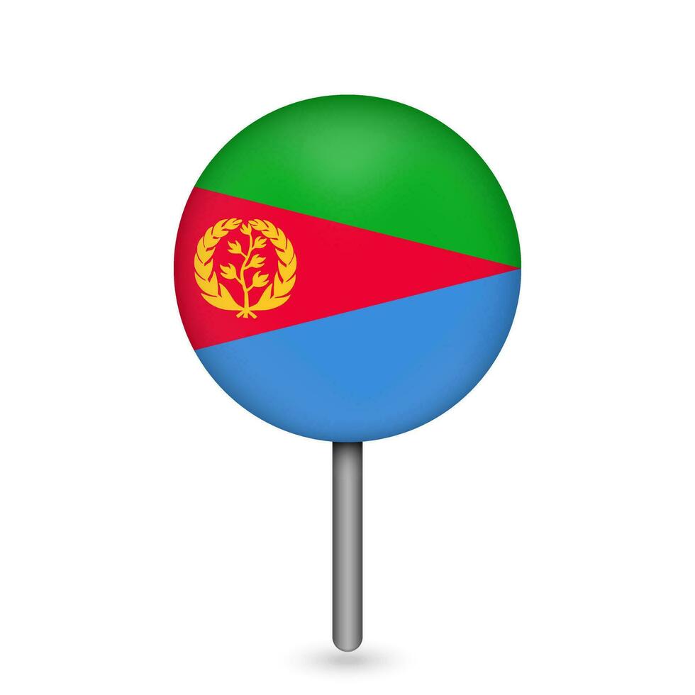 Map pointer with contry Eritrea. Eritrea flag. Vector illustration.