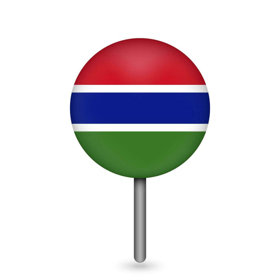 Map pointer with contry Gambia. Gambia flag. Vector illustration.