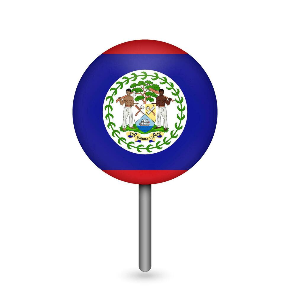 Map pointer with contry Belize. Belize flag. Vector illustration.