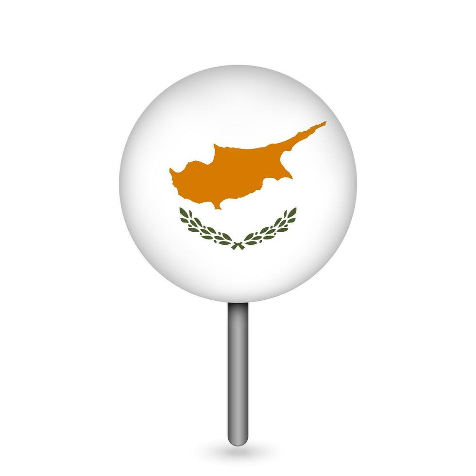 Map pointer with contry Cyprus. Cyprus flag. Vector illustration.