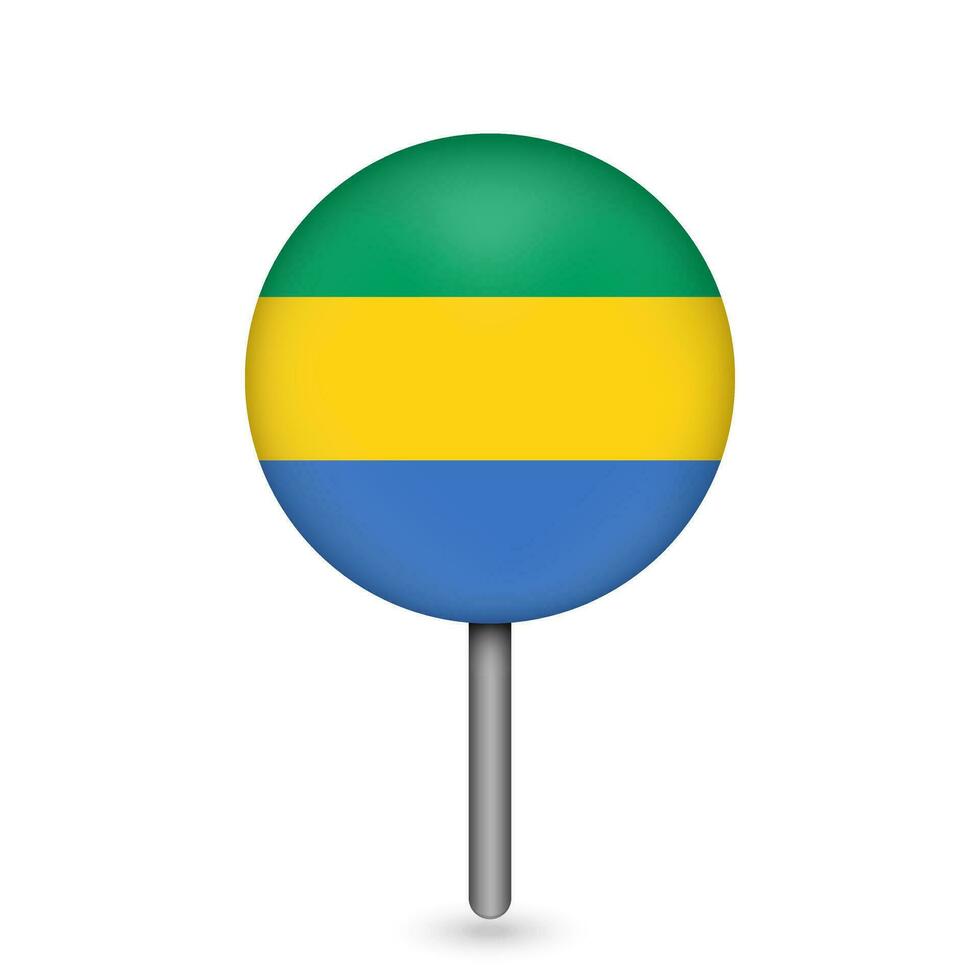Map pointer with contry Gabon. Gabon flag. Vector illustration.
