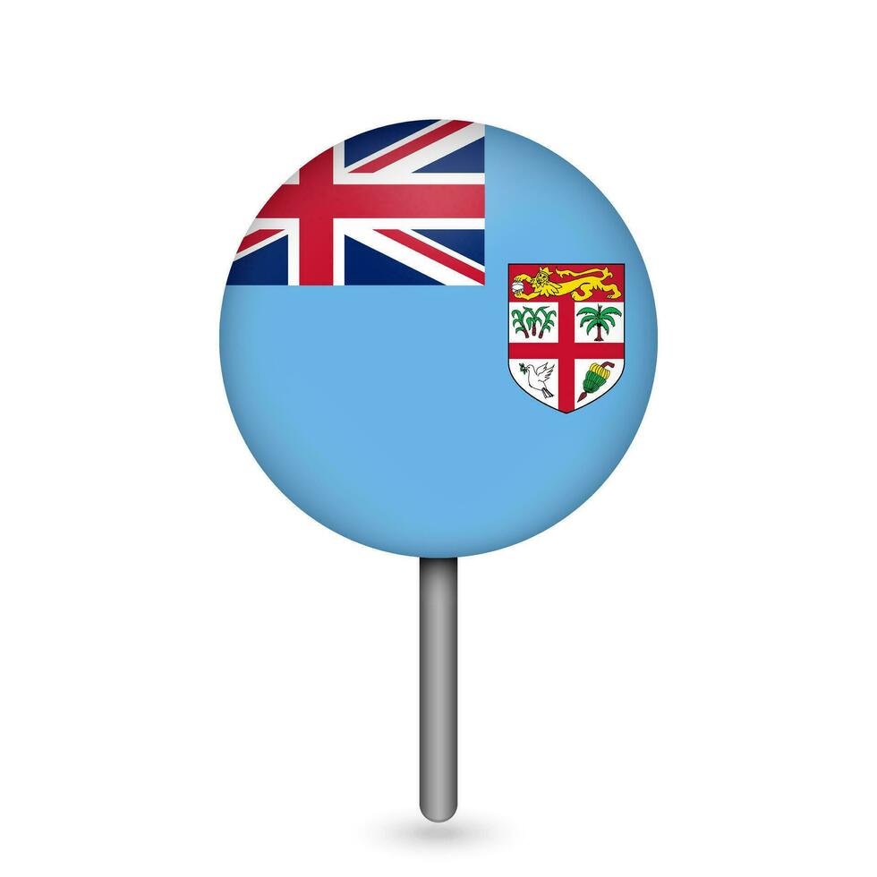 Map pointer with contry Fiji. Fiji flag. Vector illustration.