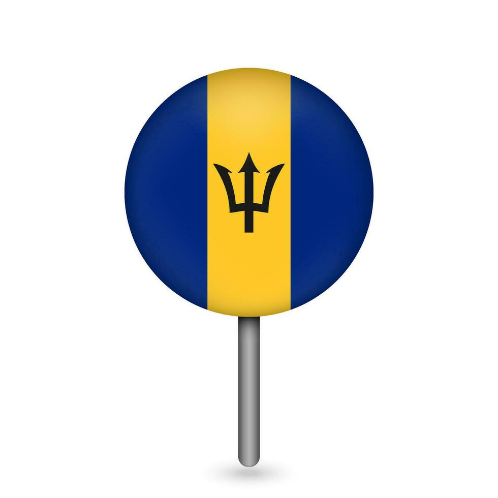 Map pointer with contry Barbados. Barbados flag. Vector illustration.