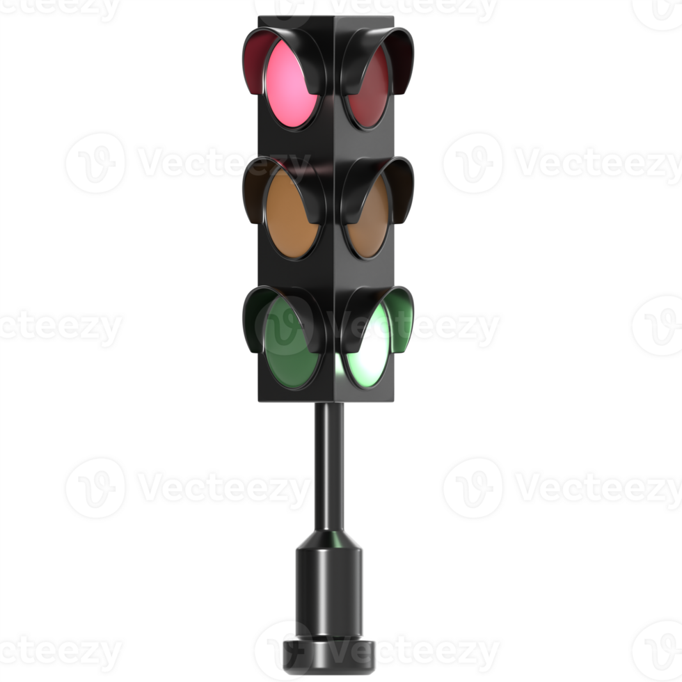 3d illustration of traffic lights with high quality render png