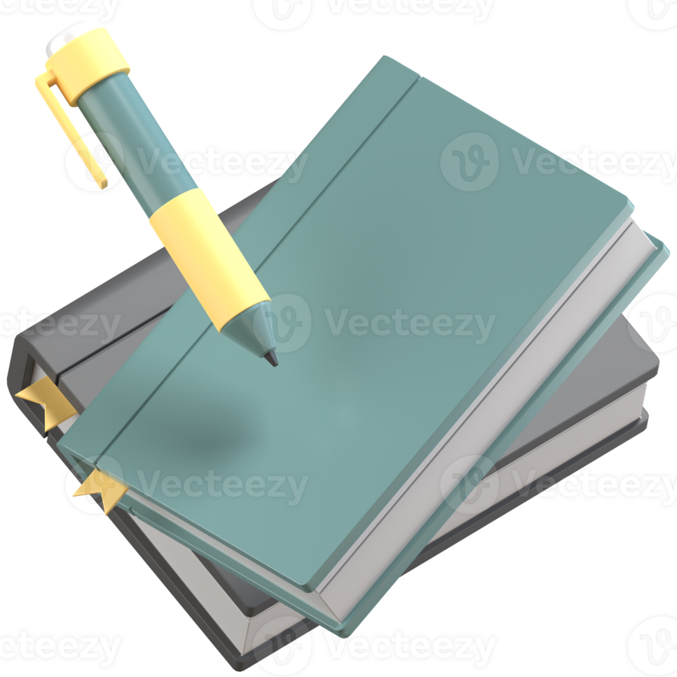 3d illustration of book and pens with high quality render png