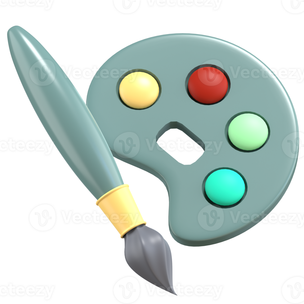 3d illustration of painting tools with high quality render png