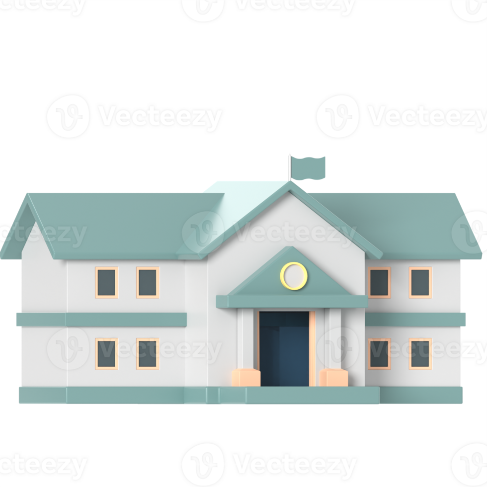 3d illustration of school building with high quality render png