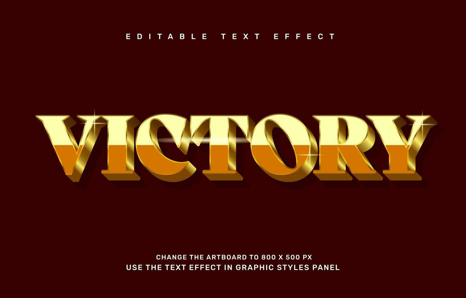 Gold victory editable text effect template vector